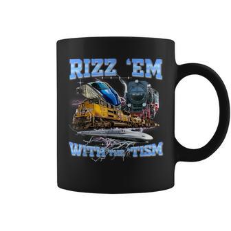 Rizz 'Em Con El 'Tism Fun 90S Bootleg Trenes Autismo Meme Taza de café - Regaloses