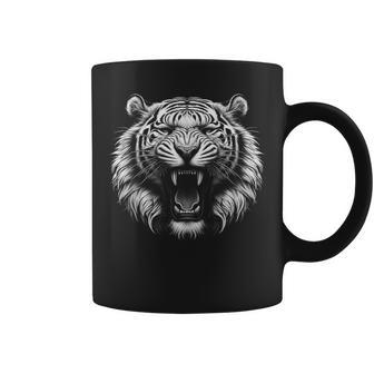 Roaring White Tiger Head With Blue Eyes Coffee Mug - Thegiftio UK