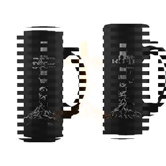 Rooted In Christ Jesus Cross Christian Coffee Mug - Seseable