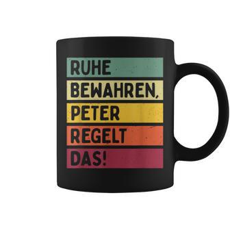 Ruhe Bewahren Peter Regelt Daspruch In Retro Farben Tassen - Geschenkecke