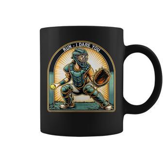 Run I Dare You Softball Catcher Coffee Mug - Thegiftio UK
