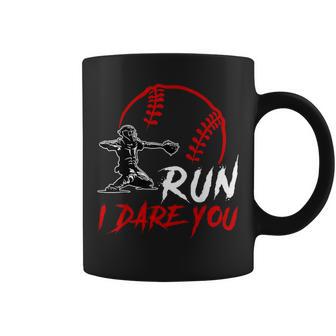 Run Steal I Dare You Humor Baseball Catcher Vintage Coffee Mug - Thegiftio UK