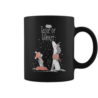 Sabor A Inviernoabor A Invierno Unicornio Niña Nieve Taza de café - Regaloses