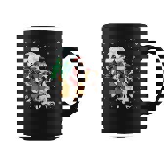 Santa Claus Riding Saint Bernard Dog Christmas Tree Lights Coffee Mug - Monsterry