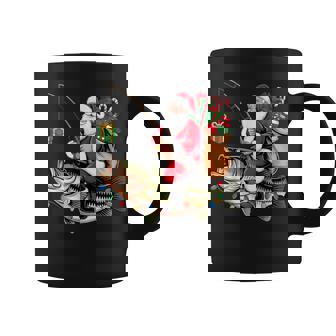 Santa Riding Bass Fish Christmas Fishing Xmas Pajamas Coffee Mug | Seseable UK