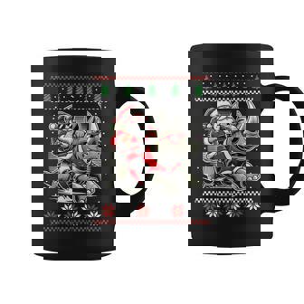 Santa Riding Rhinoceros Ugly Christmas Sweater Rhino Xmas Coffee Mug | Mazezy