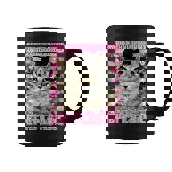 Save The Environment Eat Plastic Cat Cute Silly Kitty Meme Coffee Mug | Mazezy