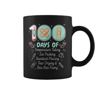 School Nurse Crew 100 Days Of Temperature Taking Ice Packing Coffee Mug | Seseable UK