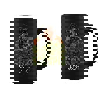 Scorpio Season Loc'd Black Woman Camo Zodiac Sign Coffee Mug | Seseable CA