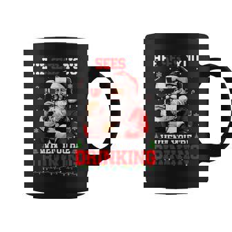 He Sees When You're Drinking Christmas Santa Drinking Wine Coffee Mug | Mazezy