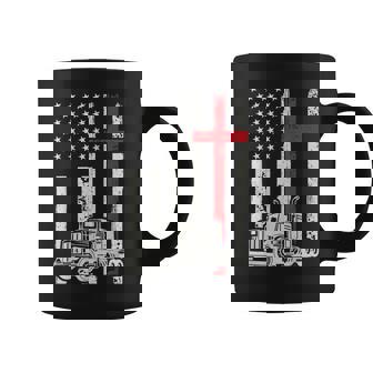 Semi Truck American Flag Christian Truck Driver Patriotic Coffee Mug | Mazezy