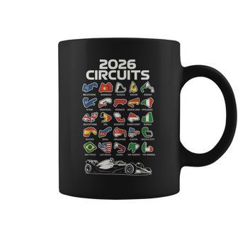 Silueta De Coche De Carreras De Circuito Calendario 2026 Taza de café - Regaloses
