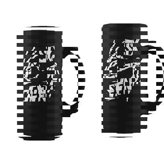 Six Seven 6 7 Meme Skeleton Hands Sign Coffee Mug | Mazezy