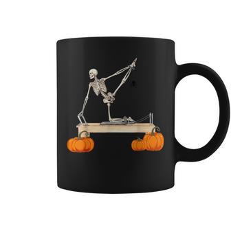 Skeleton Doing Reformer Pilates Machine Pumpkin Halloween Coffee Mug - Thegiftio UK
