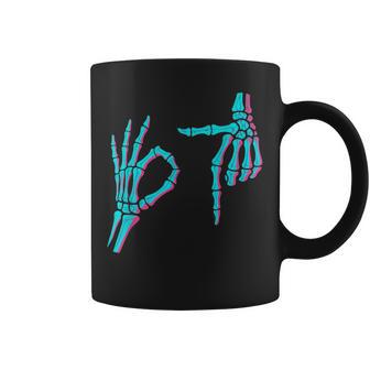 Skeleton Hand Six Seven 6 7 Meme 67 Halloween Costume Coffee Mug - Monsterry