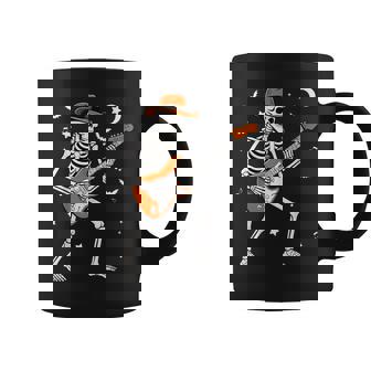 Skeleton Playing Guitar Guitarist Rock Halloween Skeleton Coffee Mug - Thegiftio