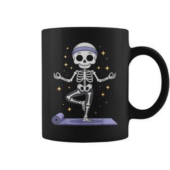 Skeleton Yoga Halloween Meditation Coffee Mug - Monsterry