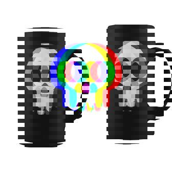 Skull Trippy Vaporwave Halloween Techno Rave EDM Party Coffee Mug | Mazezy
