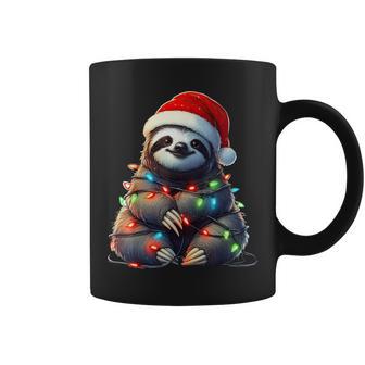 Sloth Christmas Lights Santa Hat Merry Xmas Coffee Mug - Thegiftio UK