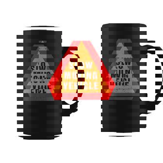 Slow Moving Vehicle On The Back Warning-Triangle Sign Coffee Mug | Mazezy