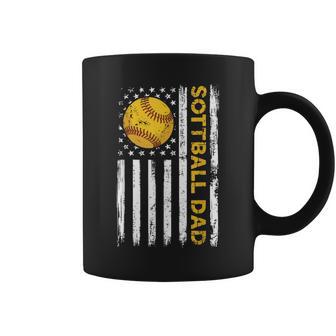 Softball Dad Usa American Flag Patriotic Dad Father's Day Coffee Mug | Seseable UK