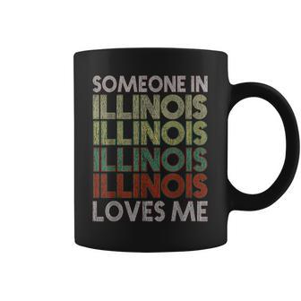Someone In Illinois Loves Me State Retro Vintage Coffee Mug - Thegiftio UK