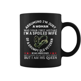 Spoiled Wife Of Grumpy Veteran Wife Queen Coffee Mug - Monsterry