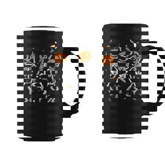 Spooky Dancing Pumpkin Head Skeletons Dance Halloween Coffee Mug | Mazezy