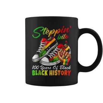 Stepping Into 100 Years Of Black History Sneakers Black Coffee Mug - Thegiftio