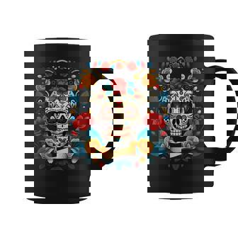 Sugarkull Dia De Los Muertos Fleurs Cinco De Mayo Mexicain Tasse - Cadeauxyz