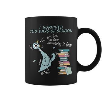 I Survived 100 Days Of School I'm Fine Everything Is Fine Coffee Mug | Seseable UK