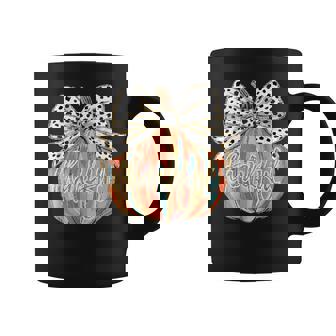 Thankful Pumpkin Coquette Bow Thanksgiving Fall Y'all Autumn Coffee Mug | Seseable FR