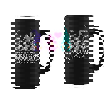 Thyroid Cancer Awareness Ribbon Gnomes Support Squad Family Coffee Mug - Thegiftio