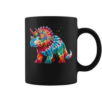 Tie Dye Color Triceratops Tie Dyed Dinosaur Prehistoric Dino Coffee Mug - Thegiftio UK