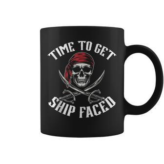Time To Get Ship Faced Pirate Skull Buccaneer Freebooter Coffee Mug - Thegiftio UK
