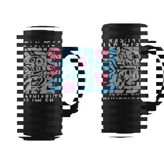 Trans Rights Are Human Rights Boho Floral Transgender Pride Coffee Mug - Monsterry