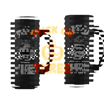 Trick Or Three Pumpkin Halloween 3Rd Birthday Boy 3 Years Coffee Mug - Monsterry