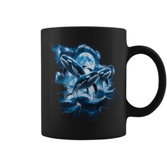 Trois Orques Lune Rétro Océan Nature Marine Animal Drôle Orque Tasse - Cadeauxyz