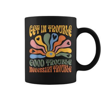 Get In Trouble Good Necessary Trouble Floral Resistance Coffee Mug - Monsterry
