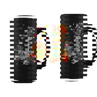 Turkey Books Fall Leaves Thanksgiving Teacher Student Reader Coffee Mug | Seseable FR