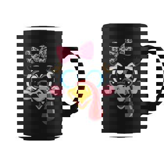 Turkey Face Leopard Bow Thanksgiving Costume Girl Coffee Mug - Seseable