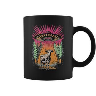 Ufo Cow Abduction Vintage Retro Alien Paranormal Coffee Mug - Monsterry