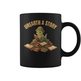 Unearth A Story Dinosaur Reading Books Summer 2026 Coffee Mug - Thegiftio UK