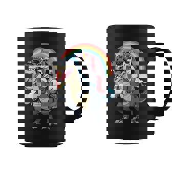 Unicorn Riding T-Rex Dinosaur Rainbow Boys Girls Women Coffee Mug - Thegiftio