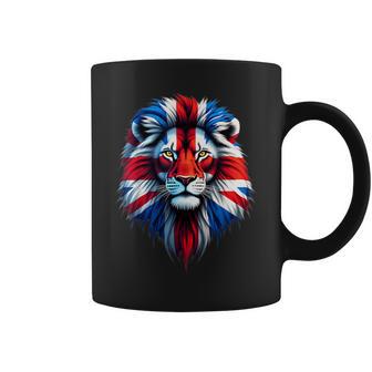 Union Jack Flag Lion Face Union Jack Coffee Mug - Monsterry