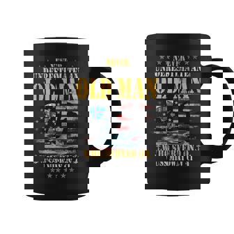 USS Midway CV 41 Aircraft Carrier Flag Underestimate Old Man Coffee Mug | Mazezy