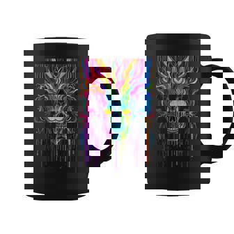 Vibrant Psychedelic Skull With Trippy Rainbow Colors Coffee Mug | Mazezy