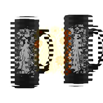 Vintage Floral Ghost Groovy Halloween Spooky Girls Women Coffee Mug | Mazezy