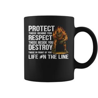 Vintage Protect Respect Destroy Offensive Lineman Football Coffee Mug - Thegiftio UK