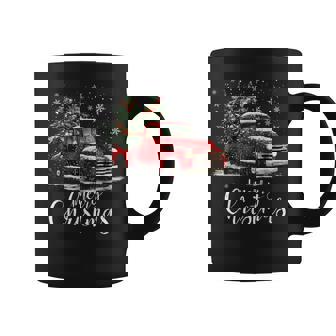 Vintage Red Truck Xmas Tree Merry Christmas Boys Mens Coffee Mug - Monsterry
